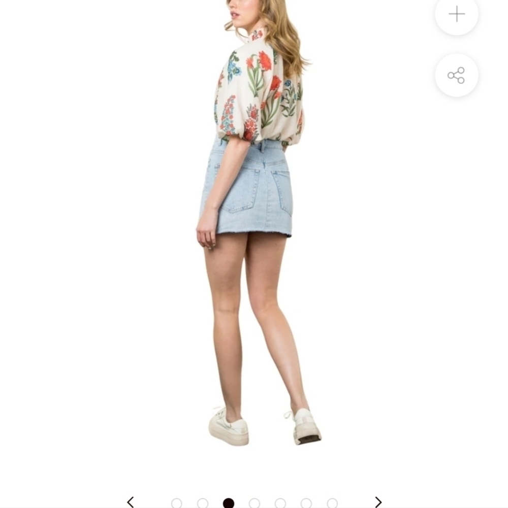 THML V Neck Floral Puff Sleeve Blouse Size S